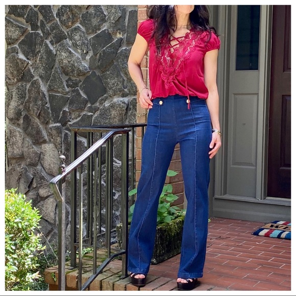 ✨LAST ONE✨BOHO CHIC WIDE LEG JEANS SAILOR PANTS - Picture 7 of 14